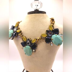 J CREW Bronze Necklace with Compo and Glass